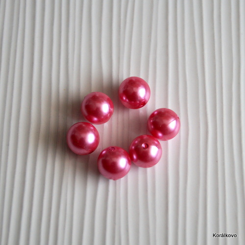 30ks voskovaná perla ružová tm 12mm